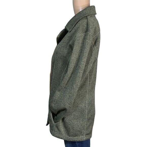 Eddie Bauer Womens Pea Coat Jacket Mid Weight Knit Button Closure Green Medium - Picture 6 of 14